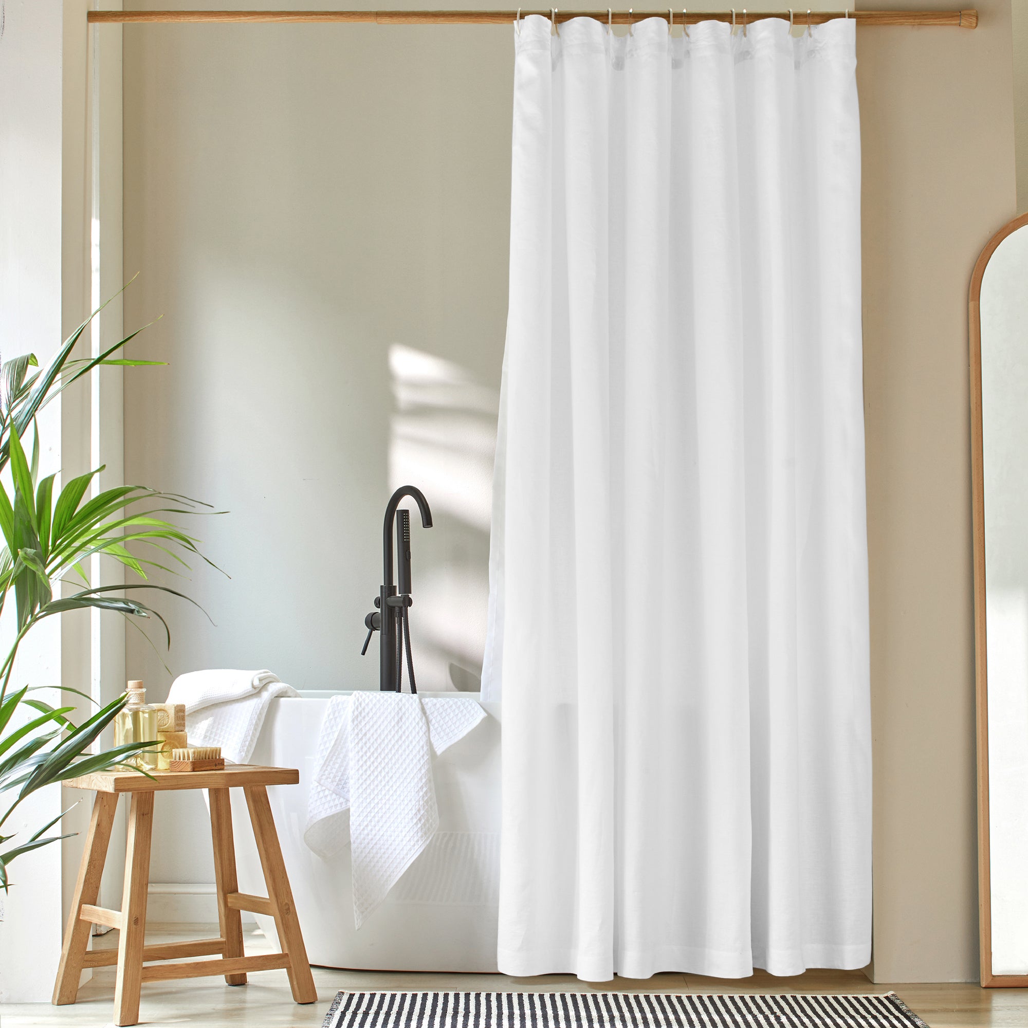 White linen shower curtain Linenshed