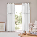 Custom-made Linen Curtain panel with bourdon edge - White
