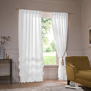 Custom ruffles linen window curtain optic white - Waterfall