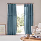 Linen Curtain panel with bourdon edge - French Blue