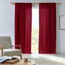 Washed linen curtain panel burgundy
