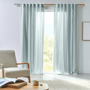 Made to measure washed linen curtain icy blue