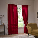 Custom ruffles linen window curtain burgundy - Waterfall
