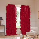 Ruffles linen window curtain burgundy - Drops
