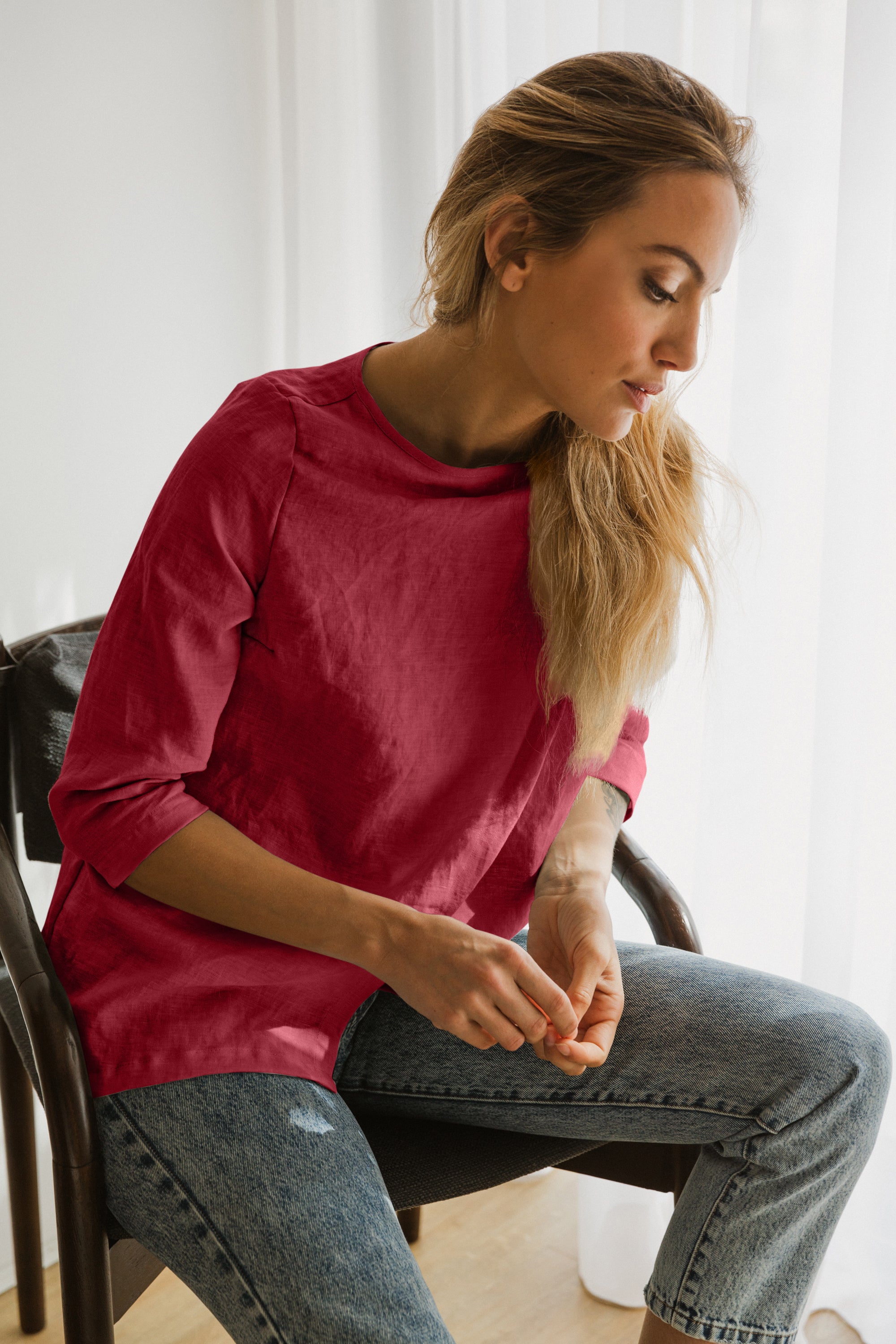 Linen Wrap Blouse Jacket