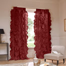 Custom ruffled brick red linen curtain - Drops