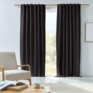 Made to measure blackout linen curtain jet-black