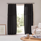 Custom-made Linen Curtain panel with bourdon edge - Jet-Black