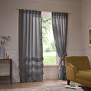 Custom ruffles linen window curtain lead grey - Waterfall