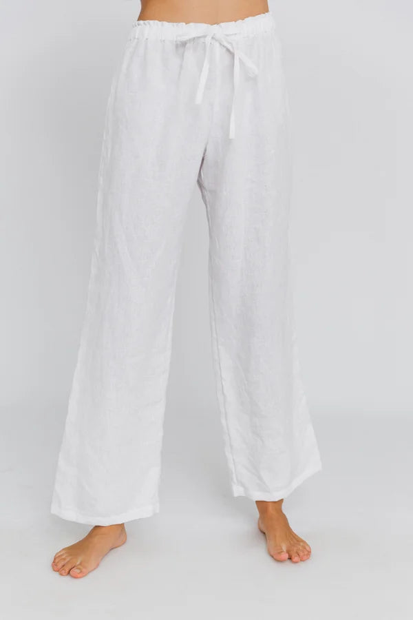 Linen pajama pants white Linenshed