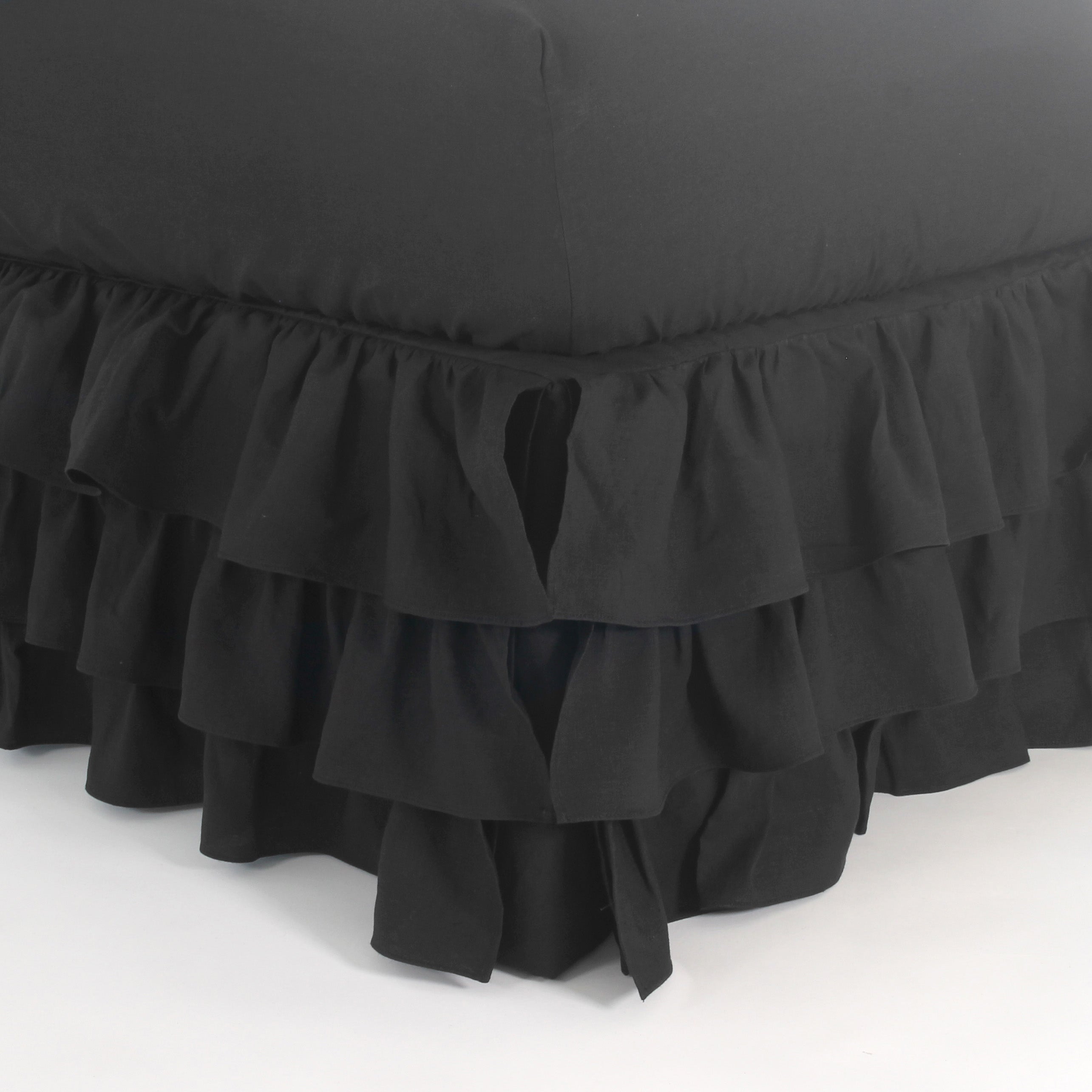 Waterfall Linen Bedskirt Jet Black