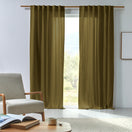 Made to measure washed linen curtain green olive