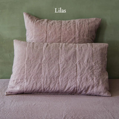 Taie d'oreiller en lin lavé matelassée #colour_lilas