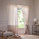 Linen Window Curtain with contrasted ruffle  - Natural beige