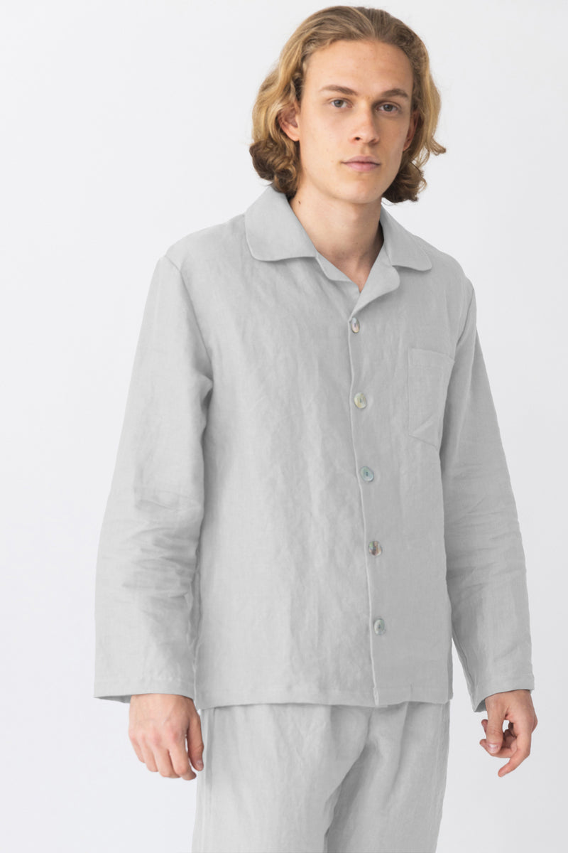 Veste de Pyjama homme en lin lavé Gris Minéral