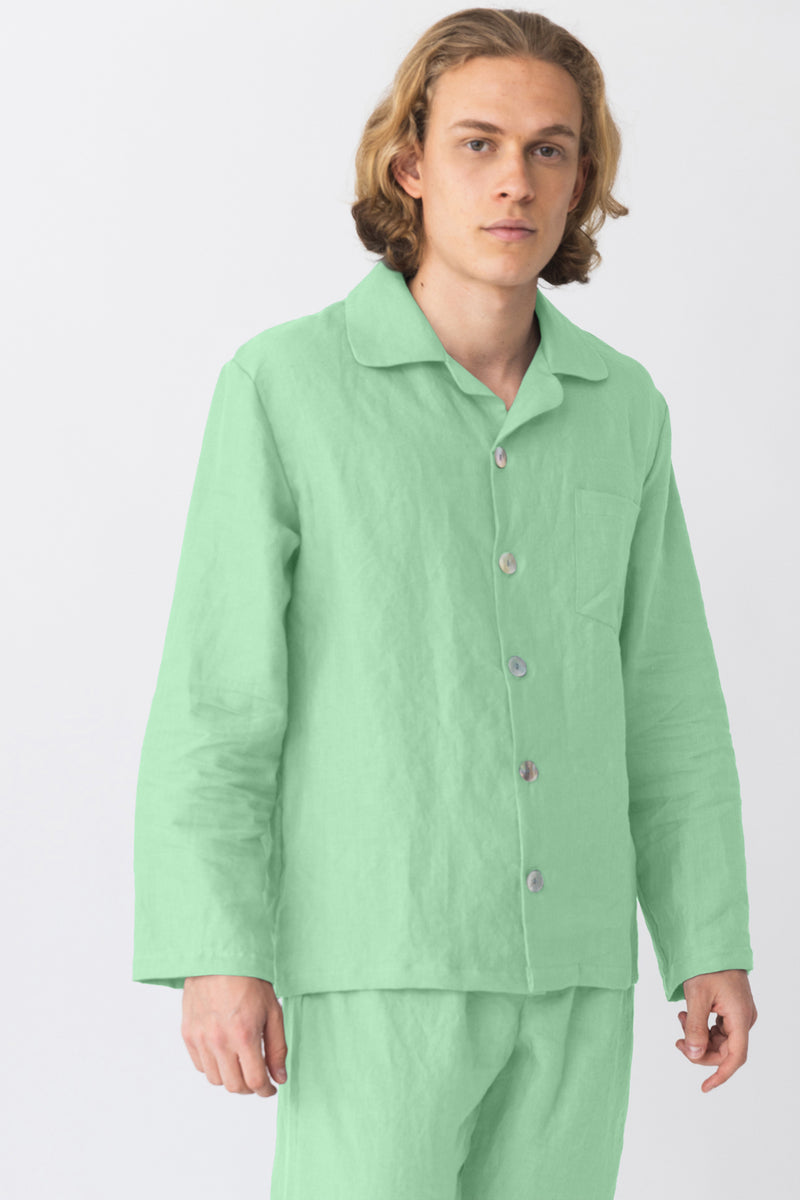 Veste de Pyjama homme en lin lavé Vert menthe