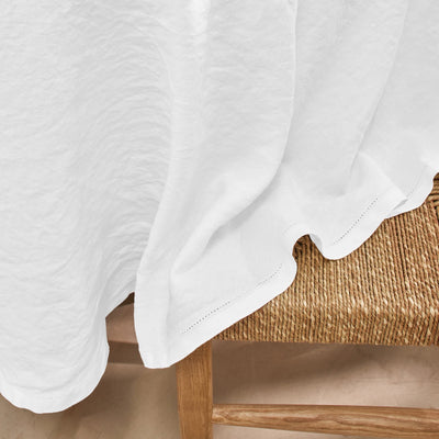 Nappe ovale en lin lavé ajouré sur mesure  blanc optique