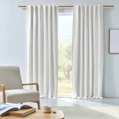 Rideau en lin occultant sur mesure Blanc Optique