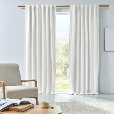 Rideau en lin occultant sur mesure Blanc Optique