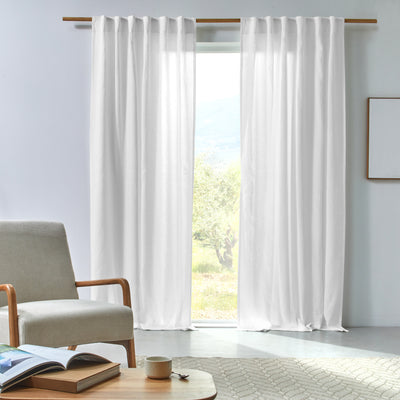 Rideau en lin drapé sur mesure Blanc Optique