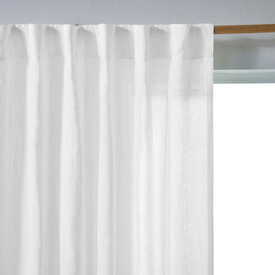 Rideau lin lavé non doublé sur mesure Blanc Optique
