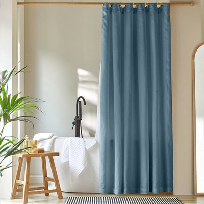 Rideau de douche simple en lin sur mesure Bleu Francais
