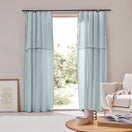 Custom-made Linen Curtain panel with bourdon edge - Icy Blue