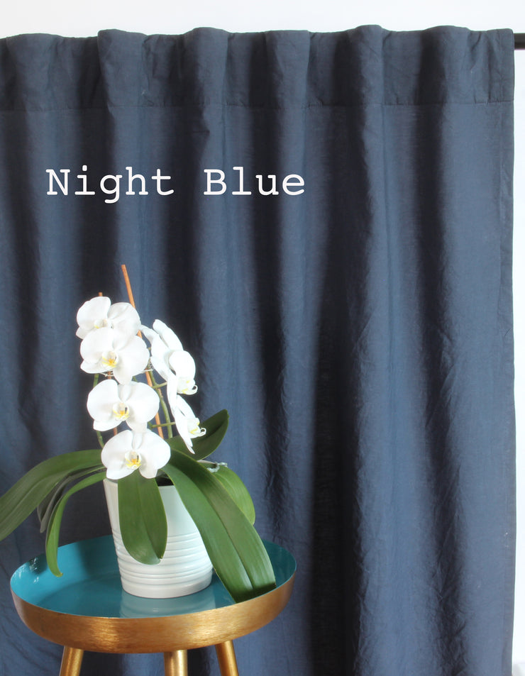 Blackout linen curtain Night Blue
