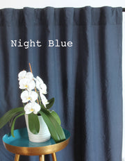 Linen Curtain Drapery in custom size, Night blue