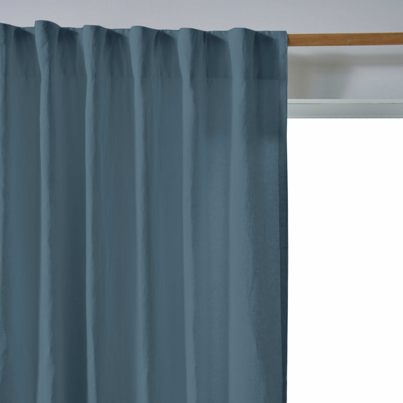 Rideau lin avec doublure cotton sur mesure Bleu Français