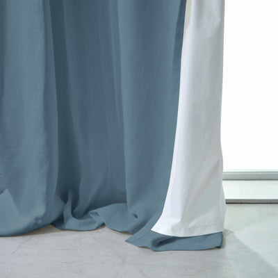 Rideau doublé en lin sur mesure Bleu Français