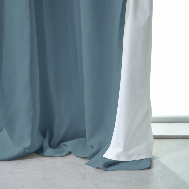 Rideau doublé en lin sur mesure Bleu Français