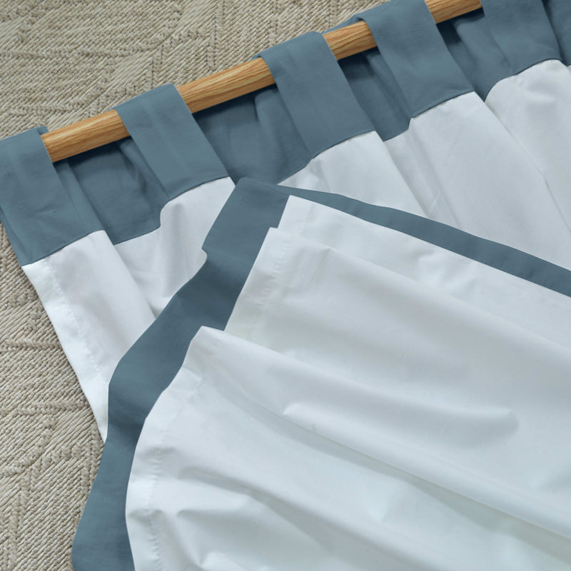 Rideau doublé en lin sur mesure Bleu Français à pattes cachées