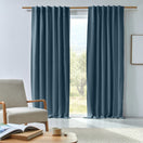 Blackout linen curtain panel french blue