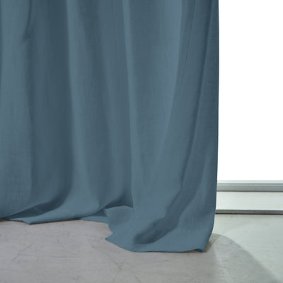 Rideau non doublé en lin sur mesure Bleu Français