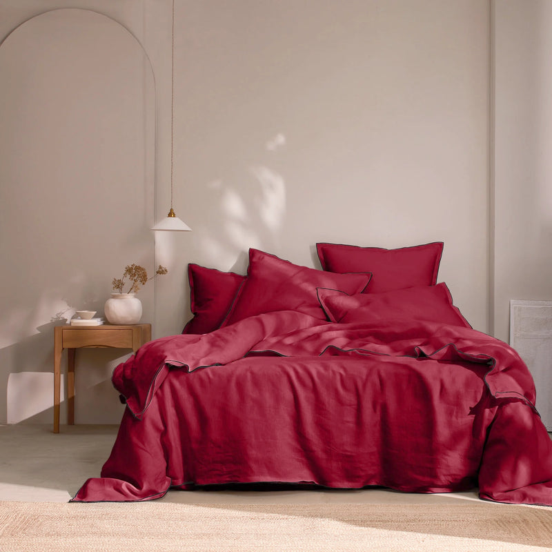 housse de couette en lin bords bourdon Bordeaux