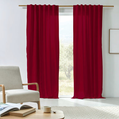 Rideau en lin doublé cotton Bordeaux