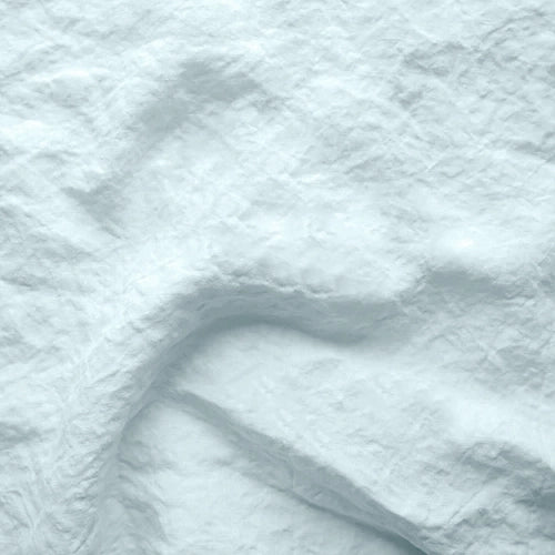 Swatch pour chemin de table crocheté en lin lavé bleu glacier
