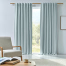 Blackout linen curtain panel icy blue