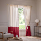 Custom Linen Curtain with contrasted ruffle - burgundy