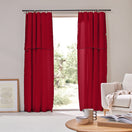 Custom-made Linen Curtain panel with bourdon edge - Burgundy