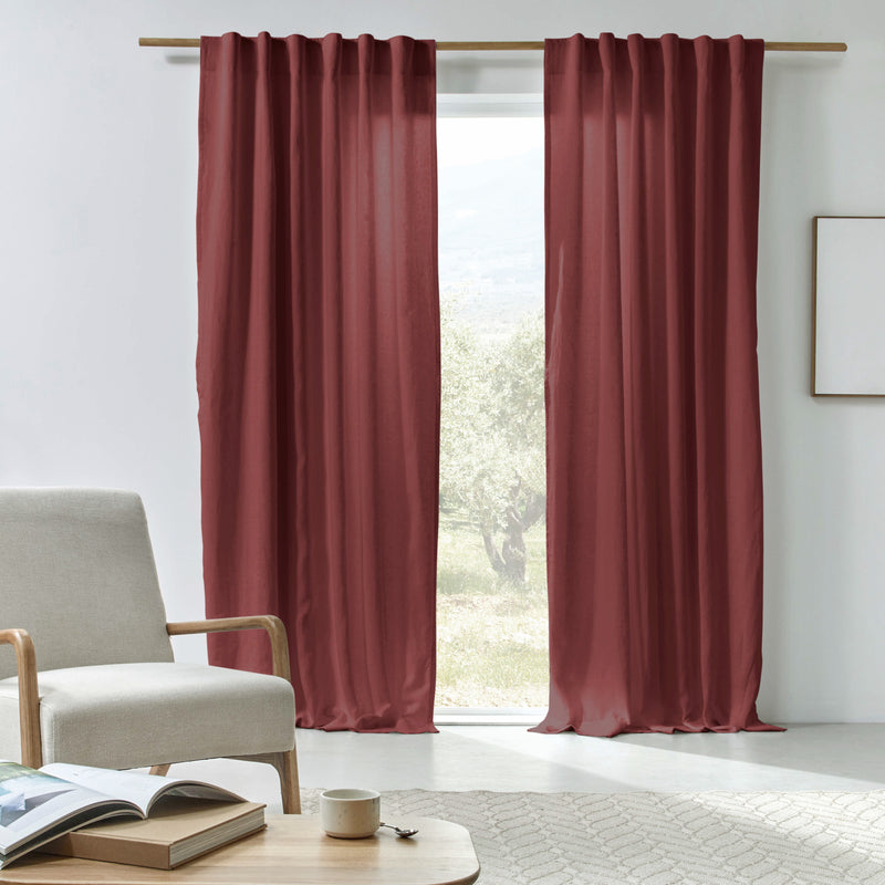 Rideau en lin doublé cotton sur mesure Brique