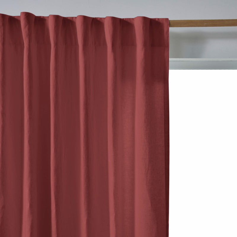 Rideau lin avec doublure cotton sur mesure Brique