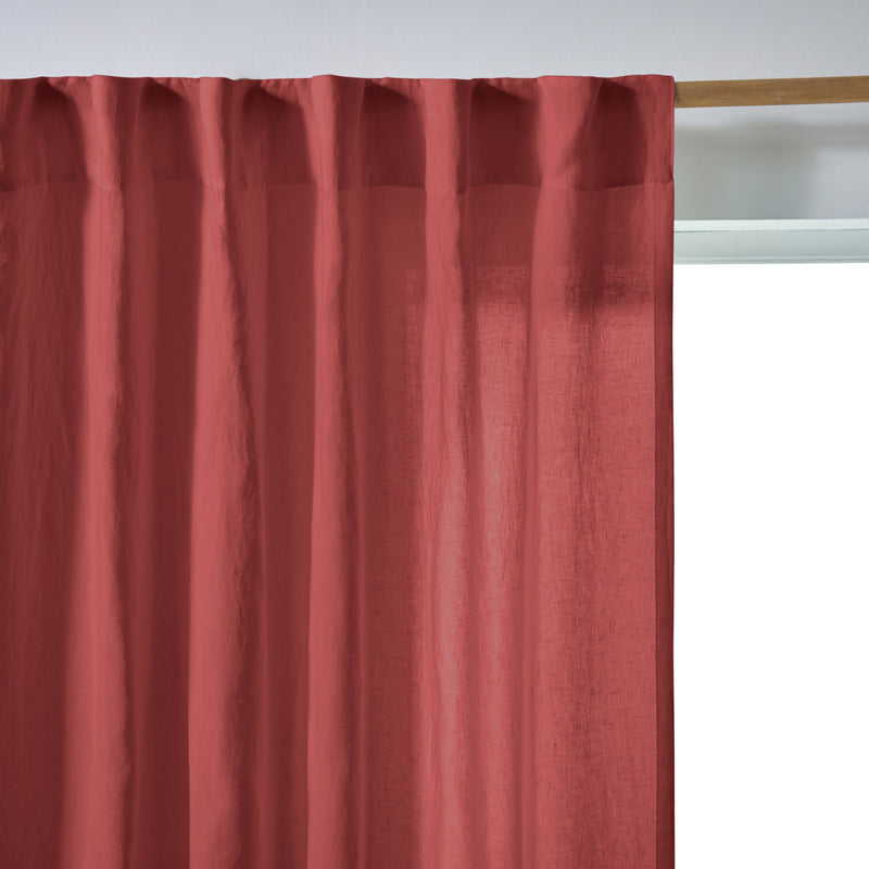 Rideau lin lavé non doublé sur mesure Brique