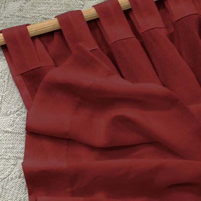 Rideau lin lavé basique à pattes cachées rouge brique