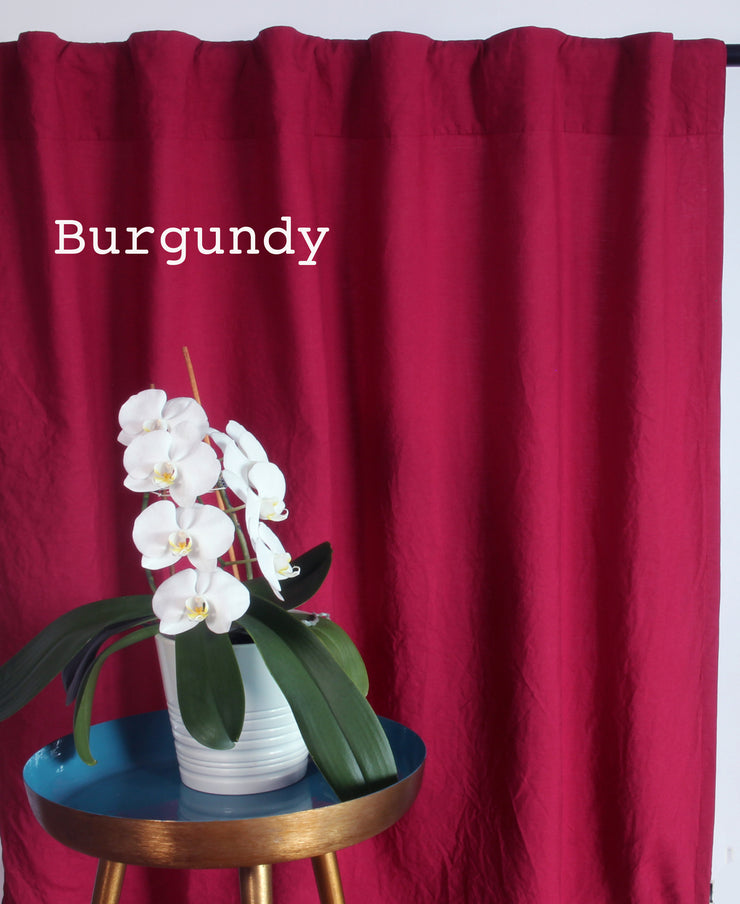 Linen Blackout Curtain in custom size, Burgundy