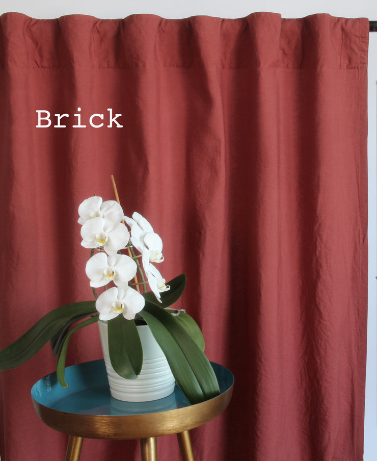 Linen Curtain Drapery in custom size, Brick