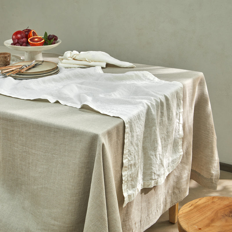 chemin de table basique 100% Lin ivoire