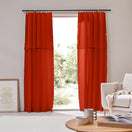 Linen Curtain panel with bourdon edge - Coral