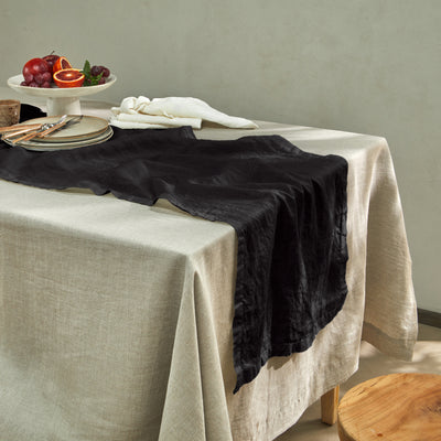 chemin de table basique 100% Lin encre noire